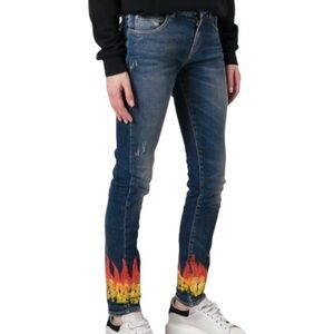Faith Connexion hand painted flame print slim skinny jeans 25